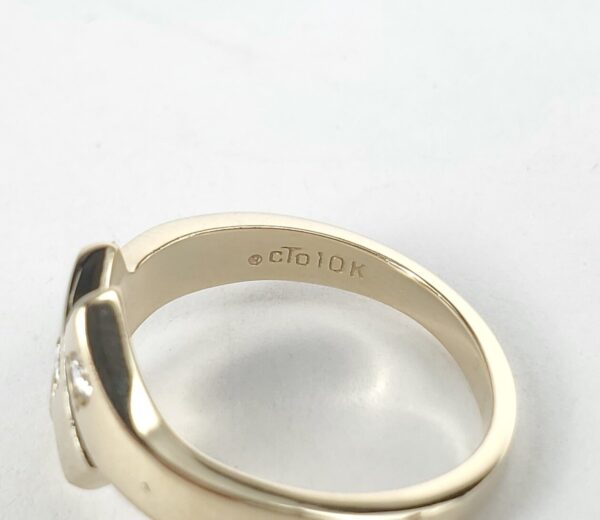 10k Yellow Gold Diamond Curved Stepped Segmented Bypass Band Ring 7'' - Image 12