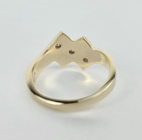 10k Yellow Gold Diamond Curved Stepped Segmented Bypass Band Ring 7'' - Image 10
