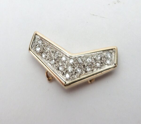 14k Multi-Tone Gold Pave Diamond Chevron Pattern Slider Enhancer Pendant - Image 3