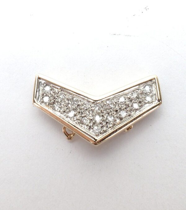 14k Multi-Tone Gold Pave Diamond Chevron Pattern Slider Enhancer Pendant - Image 4