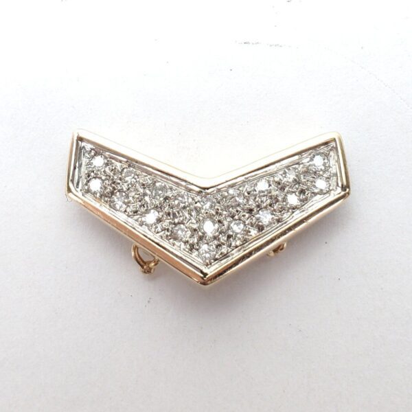 14k Multi-Tone Gold Pave Diamond Chevron Pattern Slider Enhancer Pendant - Image 5