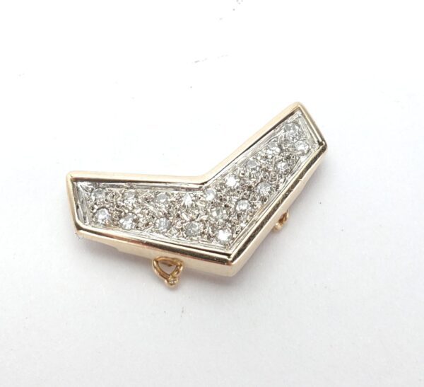 14k Multi-Tone Gold Pave Diamond Chevron Pattern Slider Enhancer Pendant - Image 6