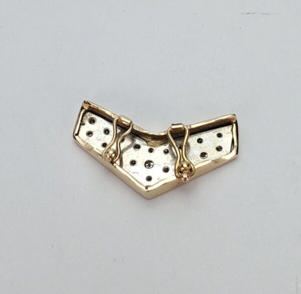 14k Multi-Tone Gold Pave Diamond Chevron Pattern Slider Enhancer Pendant - Image 7