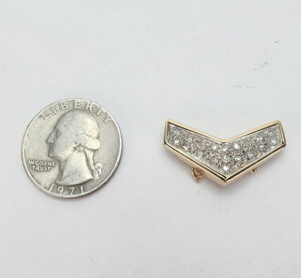 14k Multi-Tone Gold Pave Diamond Chevron Pattern Slider Enhancer Pendant - Image 8