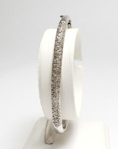 14k White Gold 1.14ctw G/H VS/SI Pave Diamond Hinged Bangle Cuff Bracelet