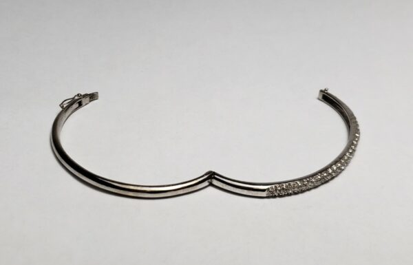 14k White Gold 1.14ctw G/H VS/SI Pave Diamond Hinged Bangle Cuff Bracelet - Image 7