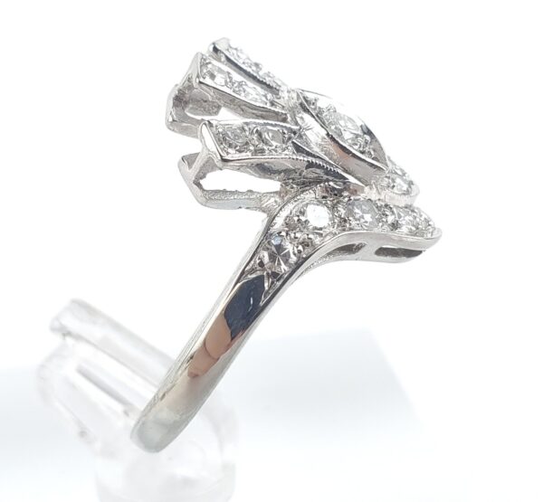 14k White Gold .38ctw Natural Diamond Pave Open Work Scroll Style Ring 6.5'' - Image 5