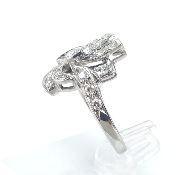 14k White Gold .38ctw Natural Diamond Pave Open Work Scroll Style Ring 6.5'' - Image 6