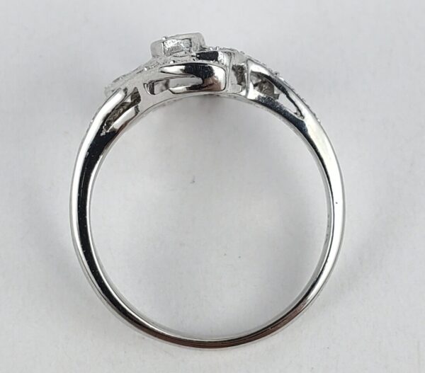 14k White Gold .38ctw Natural Diamond Pave Open Work Scroll Style Ring 6.5'' - Image 7