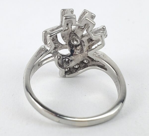 14k White Gold .38ctw Natural Diamond Pave Open Work Scroll Style Ring 6.5'' - Image 8
