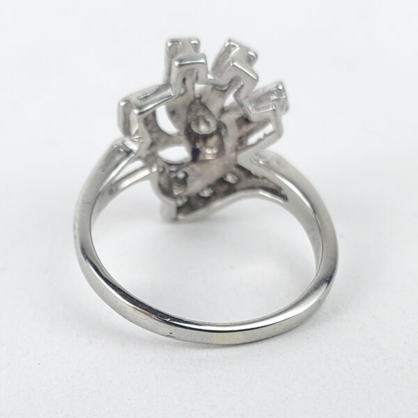 14k White Gold .38ctw Natural Diamond Pave Open Work Scroll Style Ring 6.5'' - Image 9