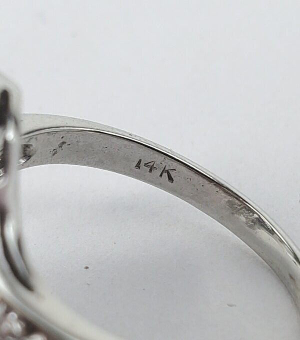 14k White Gold .38ctw Natural Diamond Pave Open Work Scroll Style Ring 6.5'' - Image 10