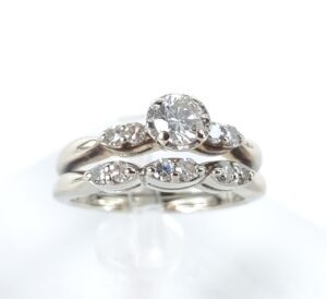 14k White Gold .40ctw Natural Diamond Double Band Engagement Ring 3.5''