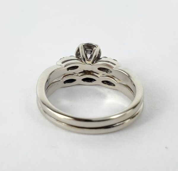 14k White Gold .40ctw Natural Diamond Double Band Engagement Ring 3.5'' - Image 8
