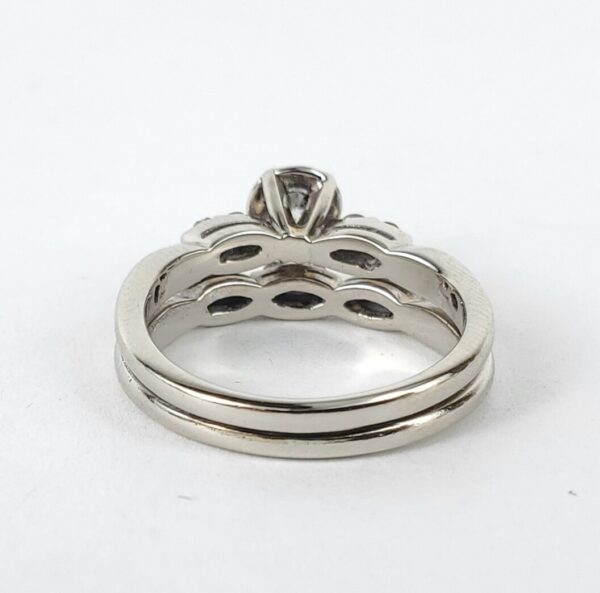 14k White Gold .40ctw Natural Diamond Double Band Engagement Ring 3.5'' - Image 9