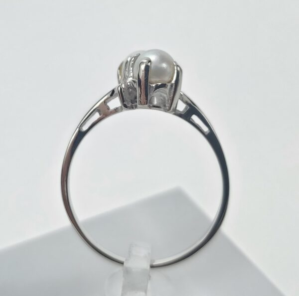 14k White Gold 4.8mm Twin Dual 2 Pearl Bypass Style Band Ring 7.5'' - Image 8