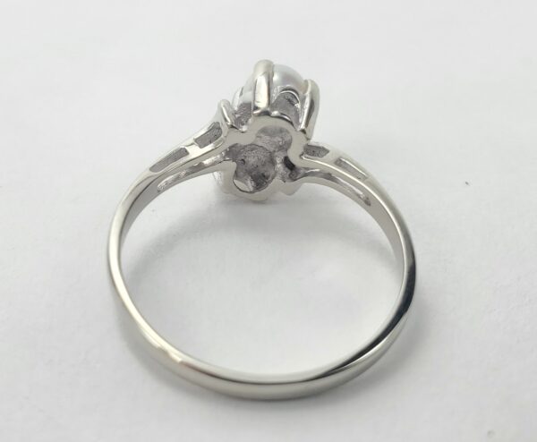 14k White Gold 4.8mm Twin Dual 2 Pearl Bypass Style Band Ring 7.5'' - Image 9