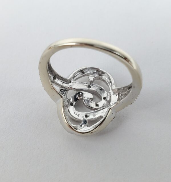 14k White Gold Diamond Open Work Oval Split Shank Band Ring 7'' - Image 10