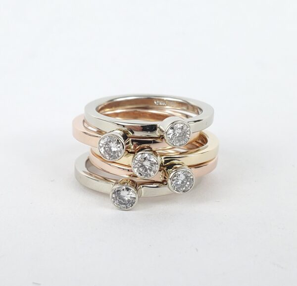 14k White Gold Diamond Stackable Square Shank Solitaire Band Ring 4.75'' - Image 11