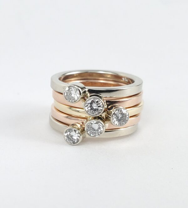 14k White Gold Diamond Stackable Square Shank Solitaire Band Ring 4.75'' - Image 12