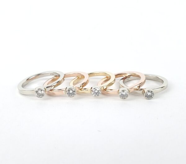 14k White Gold Diamond Stackable Square Shank Solitaire Band Ring 4.75'' - Image 13