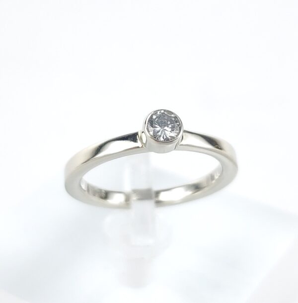 14k White Gold Diamond Stackable Square Shank Solitaire Band Ring 4.75'' - Image 3
