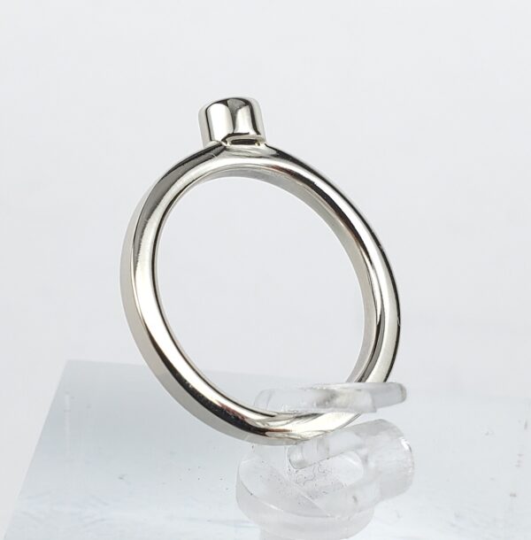 14k White Gold Diamond Stackable Square Shank Solitaire Band Ring 4.75'' - Image 7