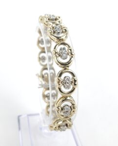 14k Yellow Gold 1.12ctw Round Brilliant Diamond Oval Segment Link Bracelet 7''