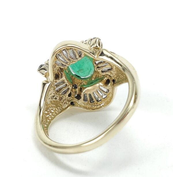 14k Yellow Gold 1.58ctw Natural Emerald Diamond Halo Cocktail Ring 4.75'' - Image 8