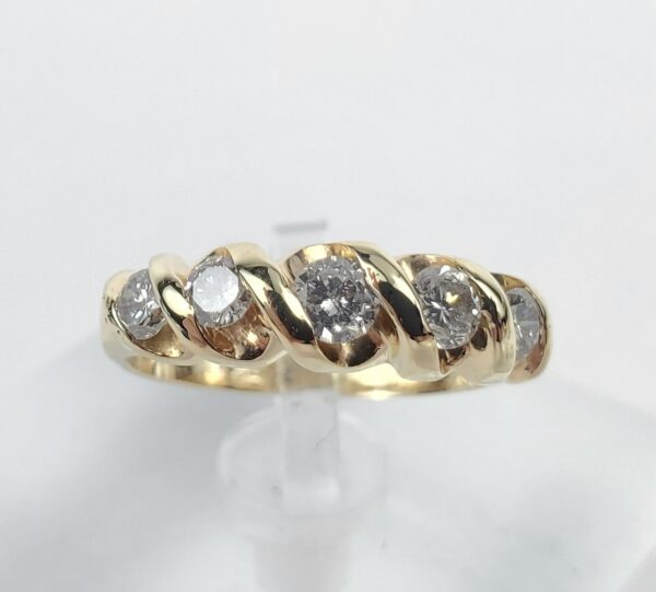 14k Yellow Gold .50ct Round Brilliant Diamond Engagement Band Ring 5.25'' - Image 3
