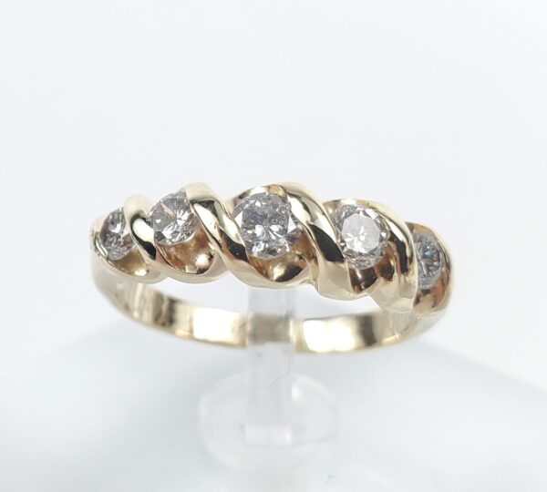14k Yellow Gold .50ct Round Brilliant Diamond Engagement Band Ring 5.25'' - Image 4