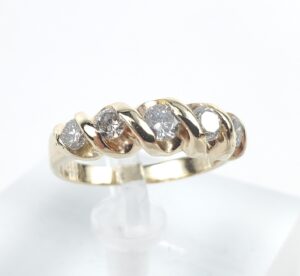 14k Yellow Gold .50ct Round Brilliant Diamond Engagement Band Ring 5.25''