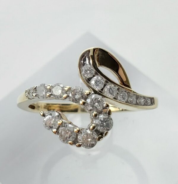 14k Yellow Gold .50ctw Natural Diamond Bypass Style Ring 7'' - Image 3