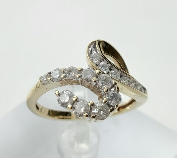 14k Yellow Gold .50ctw Natural Diamond Bypass Style Ring 7'' - Image 4