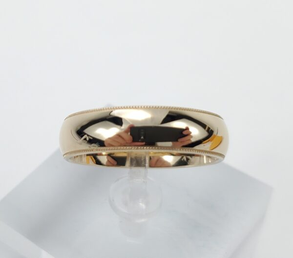 14k Yellow Gold 5.86mm Coined Edge Mens Comfort Fit Band Ring 10'' - Image 3