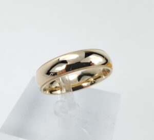 14k Yellow Gold 5.86mm Coined Edge Mens Comfort Fit Band Ring 10''