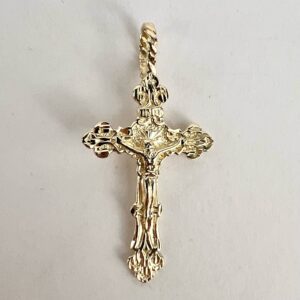 14k Yellow Gold Crucifix Cross Christian Catholic Jesus Drop Pendant 1 3/4''