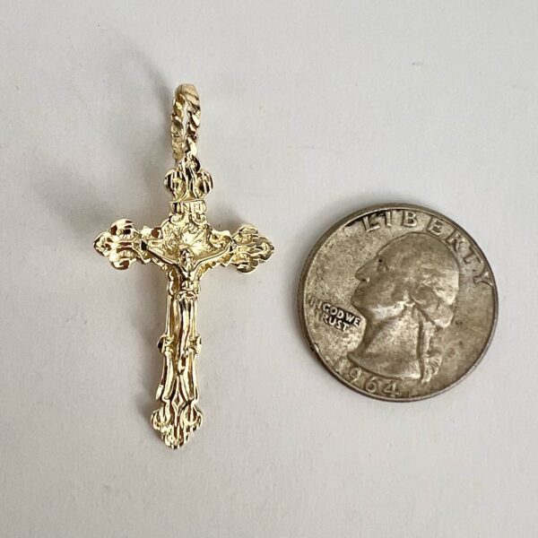 14k Yellow Gold Crucifix Cross Christian Catholic Jesus Drop Pendant 1 3/4'' - Image 6