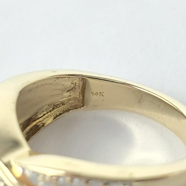 14k Yellow Gold Diamond Crossover Style Pave Band Ring 6.75'' - Image 11