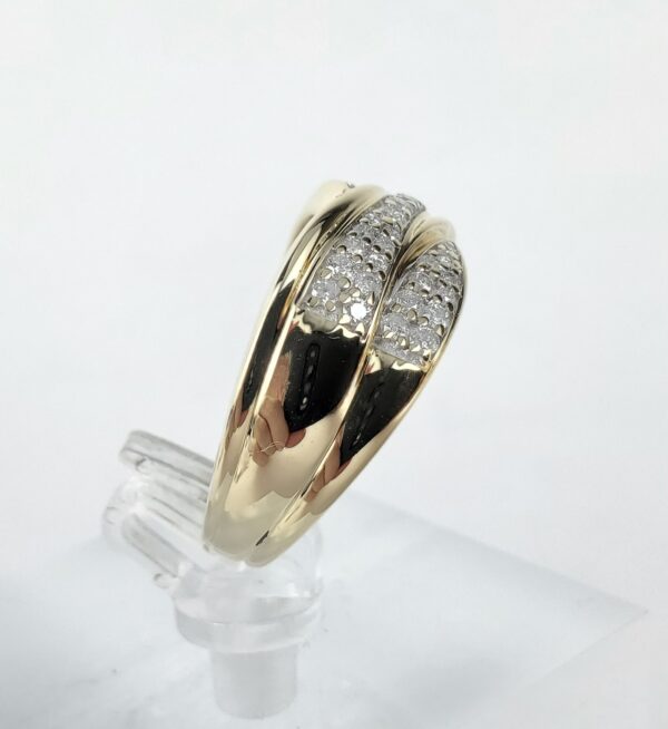 14k Yellow Gold Diamond Crossover Style Pave Band Ring 6.75'' - Image 5