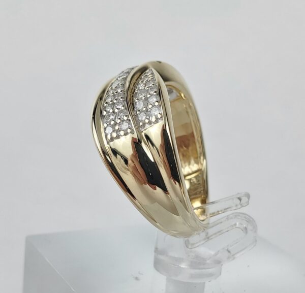 14k Yellow Gold Diamond Crossover Style Pave Band Ring 6.75'' - Image 6