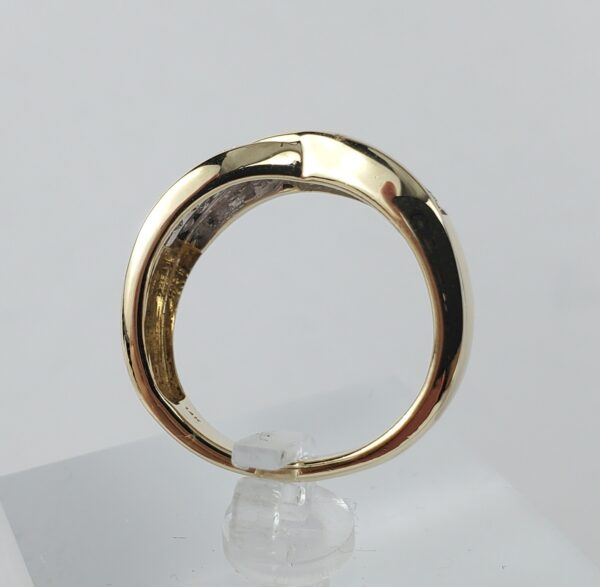 14k Yellow Gold Diamond Crossover Style Pave Band Ring 6.75'' - Image 7