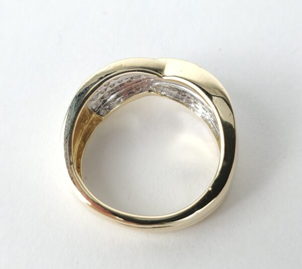 14k Yellow Gold Diamond Crossover Style Pave Band Ring 6.75'' - Image 8