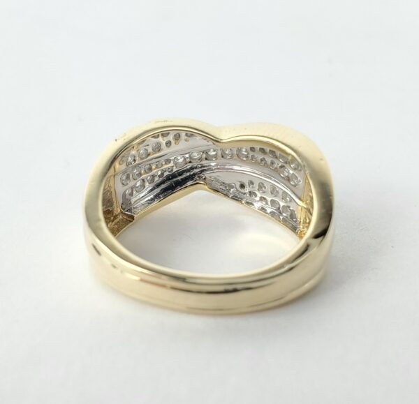 14k Yellow Gold Diamond Crossover Style Pave Band Ring 6.75'' - Image 9