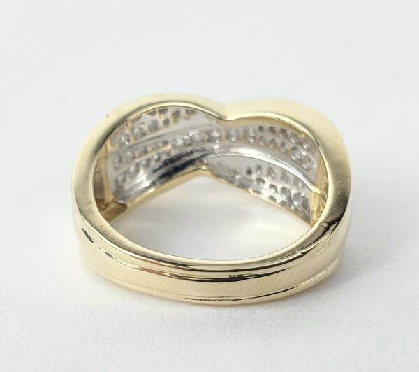 14k Yellow Gold Diamond Crossover Style Pave Band Ring 6.75'' - Image 10