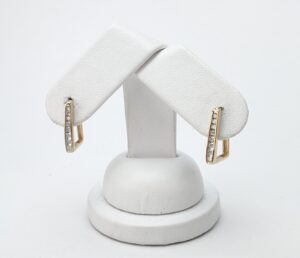 14k Yellow Gold Diamond Unique Modern Squared Geometric Hoop Earrings 1''
