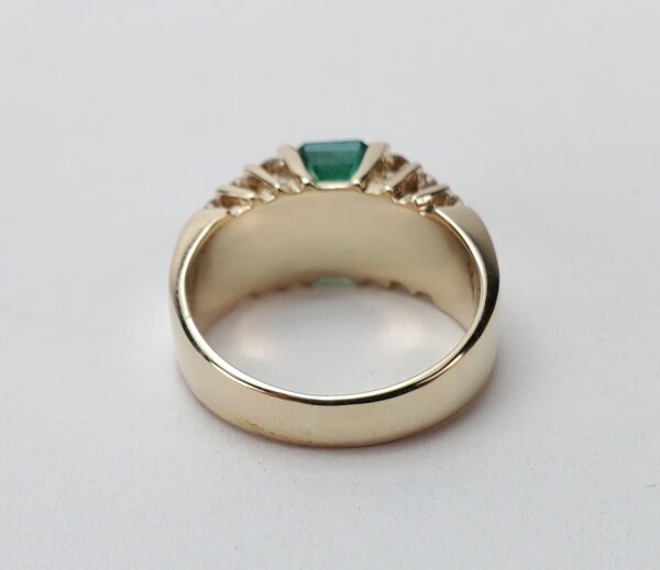 14k Yellow Gold Emerald Cut Natural Emerald Diamond Tension Set Cocktail Ring - Image 11