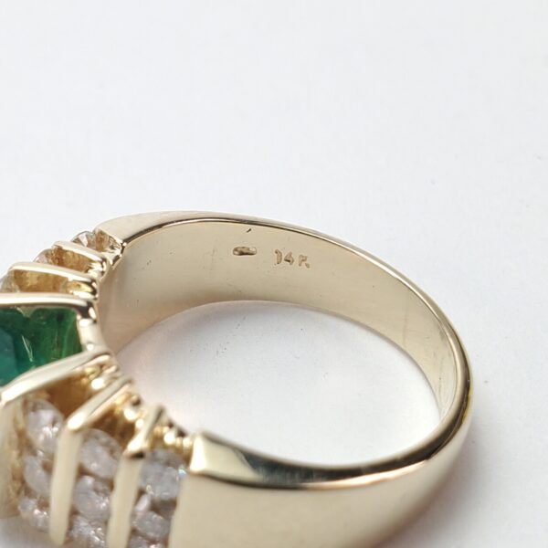 14k Yellow Gold Emerald Cut Natural Emerald Diamond Tension Set Cocktail Ring - Image 12