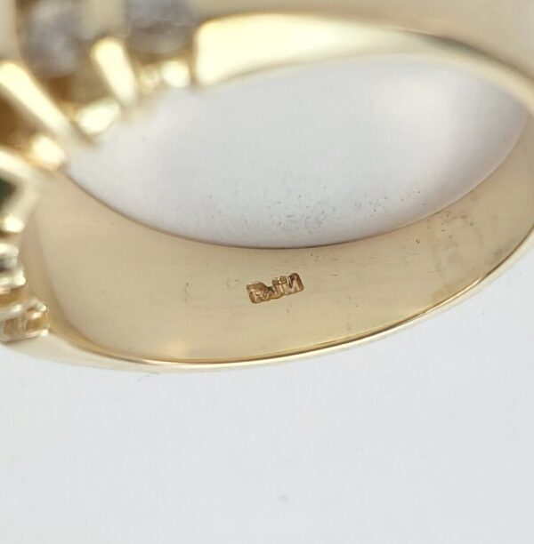 14k Yellow Gold Emerald Cut Natural Emerald Diamond Tension Set Cocktail Ring - Image 13