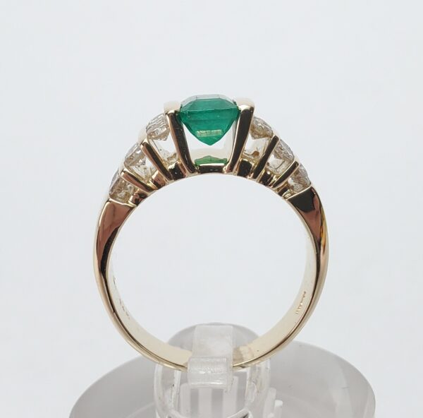 14k Yellow Gold Emerald Cut Natural Emerald Diamond Tension Set Cocktail Ring - Image 9